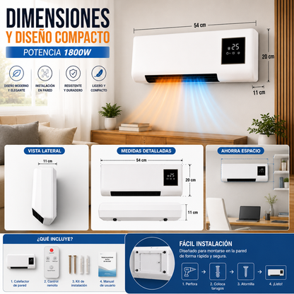 Calefactor y ventilador de pared 1800W