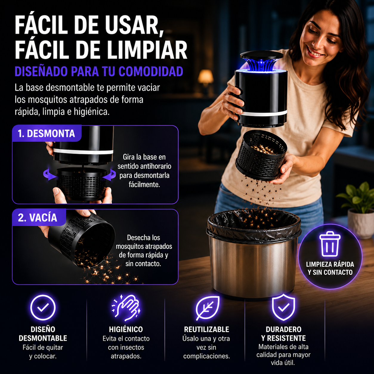Lámpara antimosquitos por succión