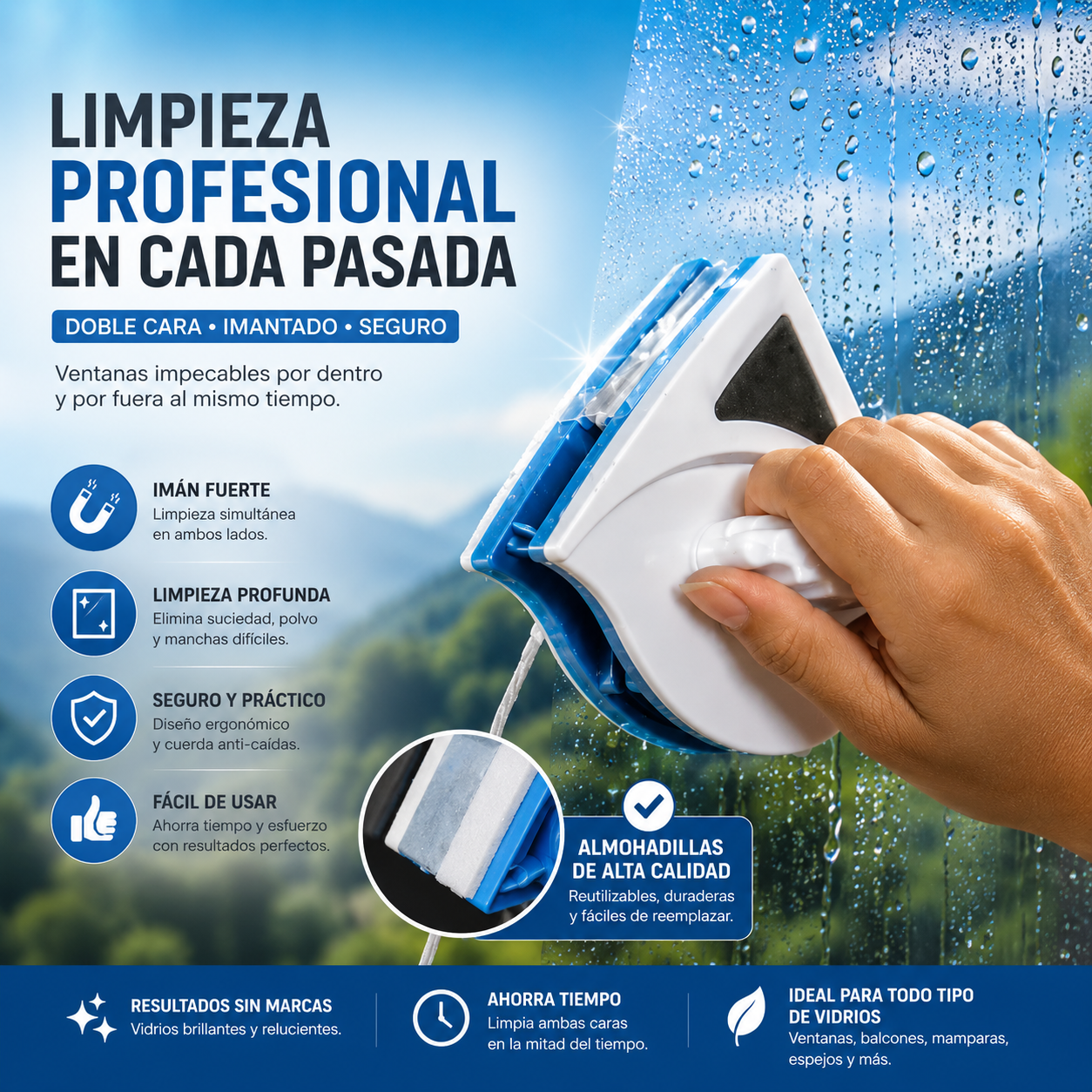 Limpia Cristales Magnético